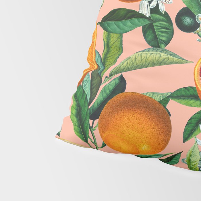 Oranges Pink Vintage Botanical Pillow Sham Gallery Image 4