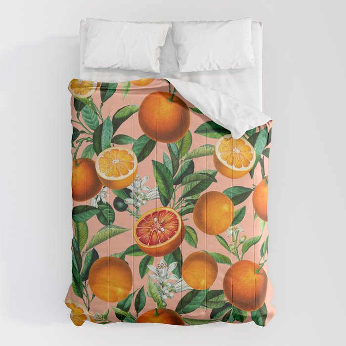 Oranges Pink Vintage Botanical Comforter Gallery Image 6