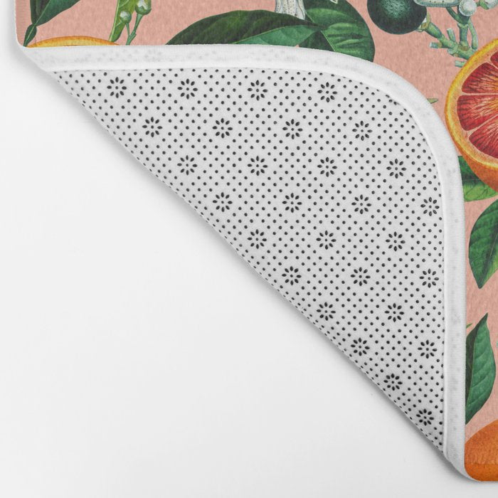 Oranges Pink Vintage Botanical Bath Mat Gallery Image 2