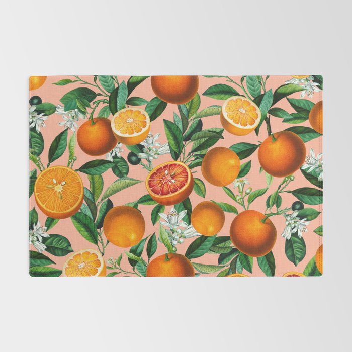 Oranges Pink Vintage Botanical Rug Gallery Image 2