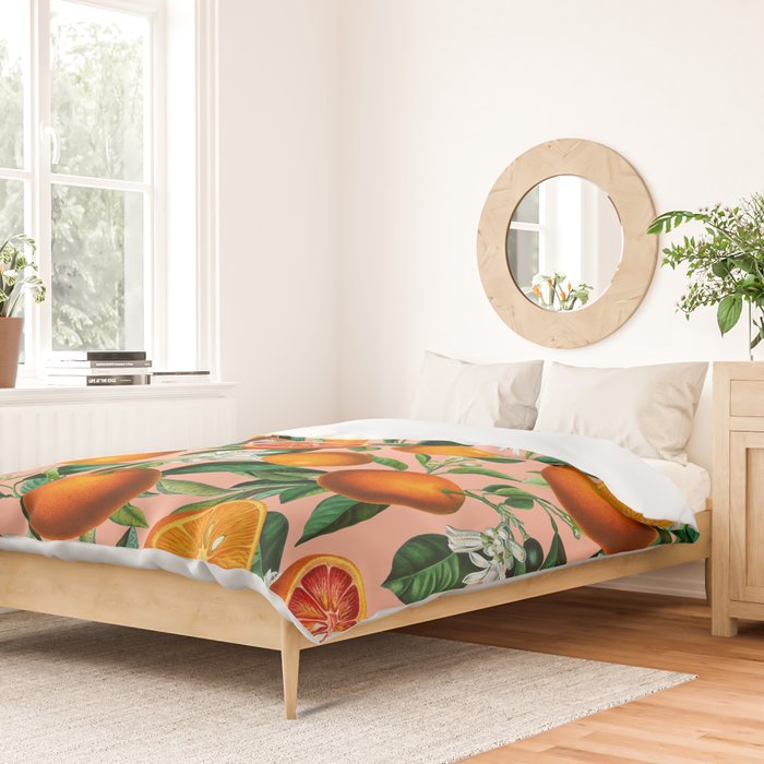 Oranges Pink Vintage Botanical Duvet Cover Gallery Image 2