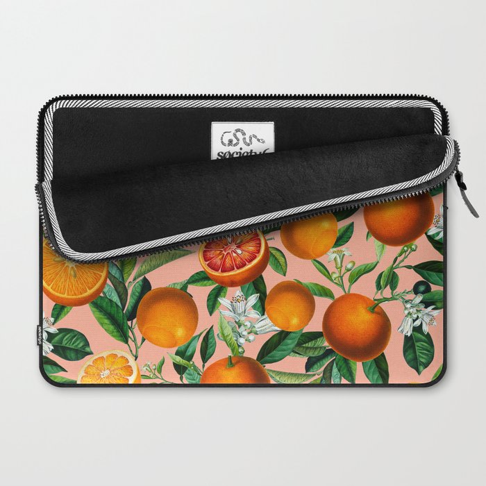 Oranges Pink Vintage Botanical Laptop Sleeve Gallery Image 2