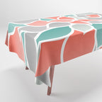 Modern Floral Prints, Coral, Teal Green and Gray Tablecloth Gallery Image 1