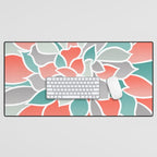 Modern Floral Prints, Coral, Teal Green and Gray Desk Mat Gallery Image 1