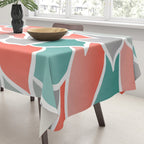 Modern Floral Prints, Coral, Teal Green and Gray Tablecloth Gallery Image 3