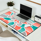 Modern Floral Prints, Coral, Teal Green and Gray Desk Mat Gallery Image 2