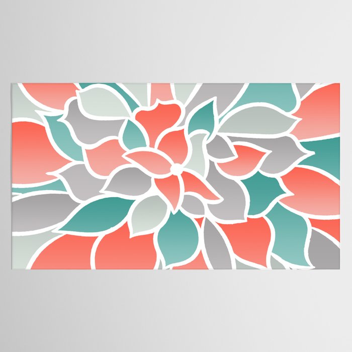 Modern Floral Prints, Coral, Teal Green and Gray Tablecloth Gallery Image 2