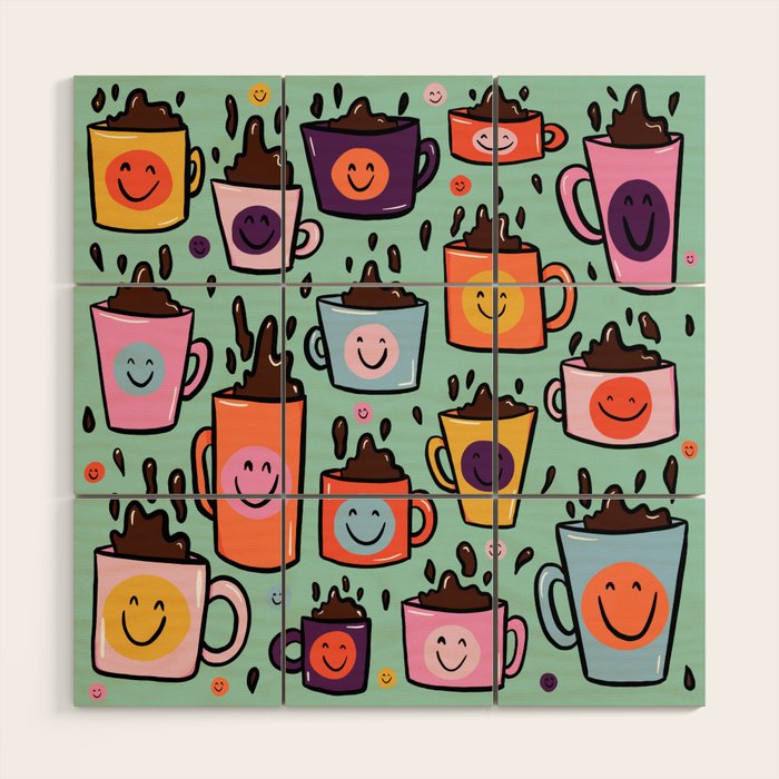 Smiley Coffee Wood Wall Art Gallery Image 1