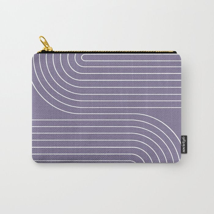 Minimal Line Curvature XXIII Lavender Purple Mid Century Modern Arch Abstract Carry All Pouch Gallery Image 1
