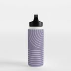 Minimal Line Curvature XXIII Lavender Purple Mid Century Modern Arch Abstract Water Bottle Gallery Image 3