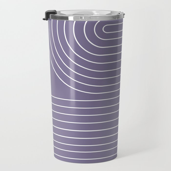 Minimal Line Curvature XXIII Lavender Purple Mid Century Modern Arch Abstract Travel Mug Gallery Image 3
