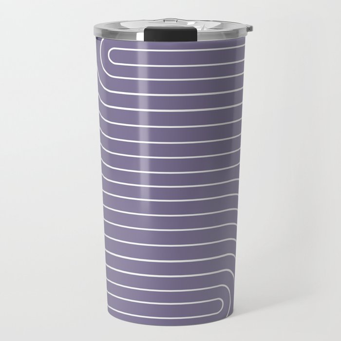 Minimal Line Curvature XXIII Lavender Purple Mid Century Modern Arch Abstract Travel Mug Gallery Image 1