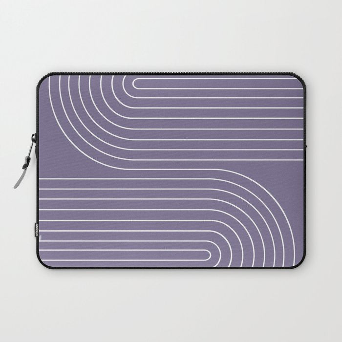 Minimal Line Curvature XXIII Lavender Purple Mid Century Modern Arch Abstract Laptop Sleeve Gallery Image 1