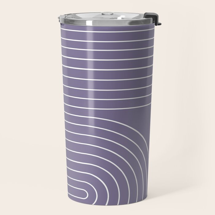 Minimal Line Curvature XXIII Lavender Purple Mid Century Modern Arch Abstract Travel Mug Gallery Image 2