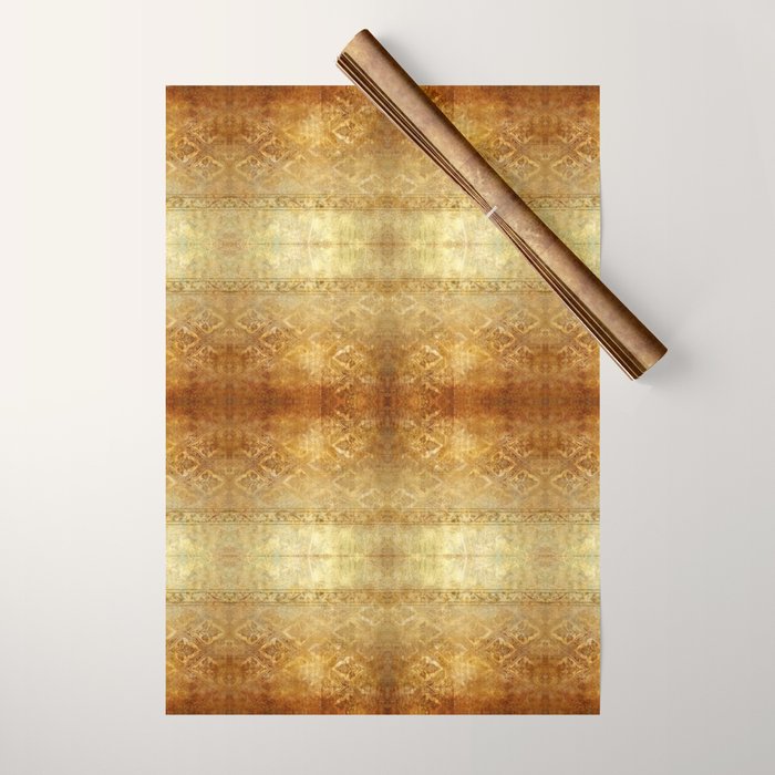 AGED GOLDEN DAMASK Shabby Chic  Wrapping Paper Gallery Image 1