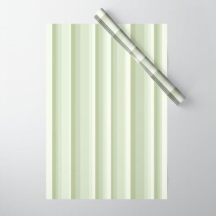Classic Stripes XXI - Pastel Natural Green Wrapping Paper Gallery Image 1