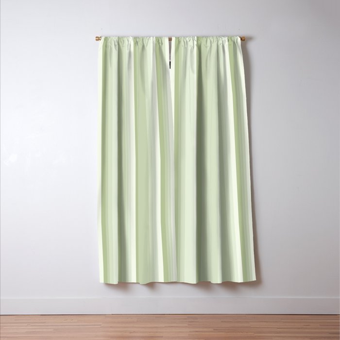 Classic Stripes XXI - Pastel Natural Green Window Curtain Gallery Image 3