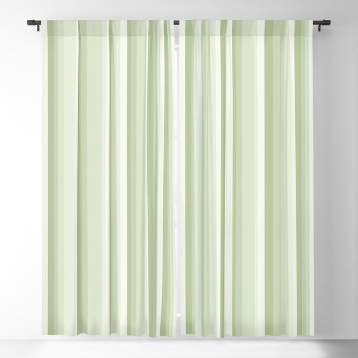 Classic Stripes XXI - Pastel Natural Green Window Curtain Gallery Image 5