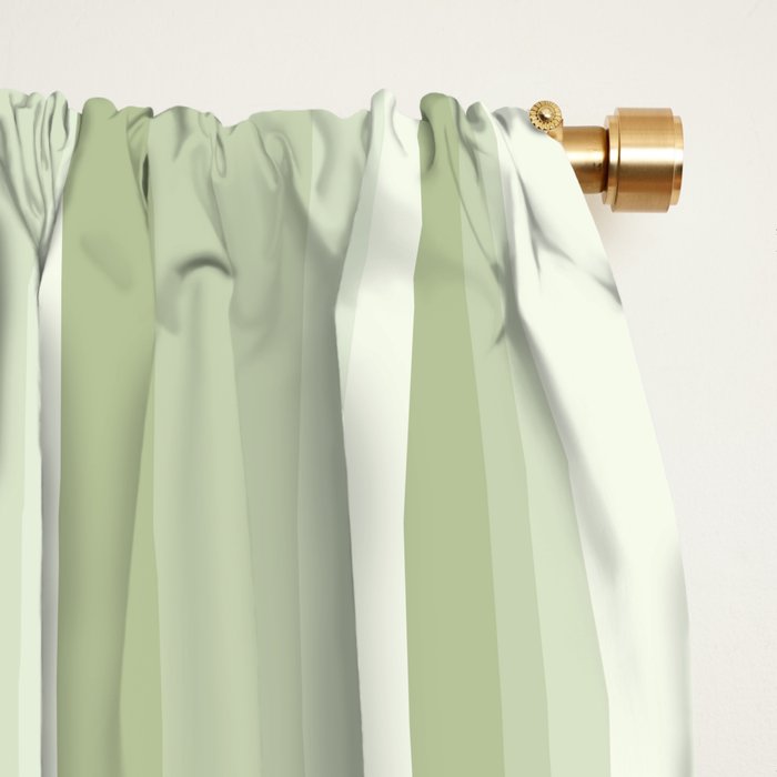 Classic Stripes XXI - Pastel Natural Green Window Curtain Gallery Image 2