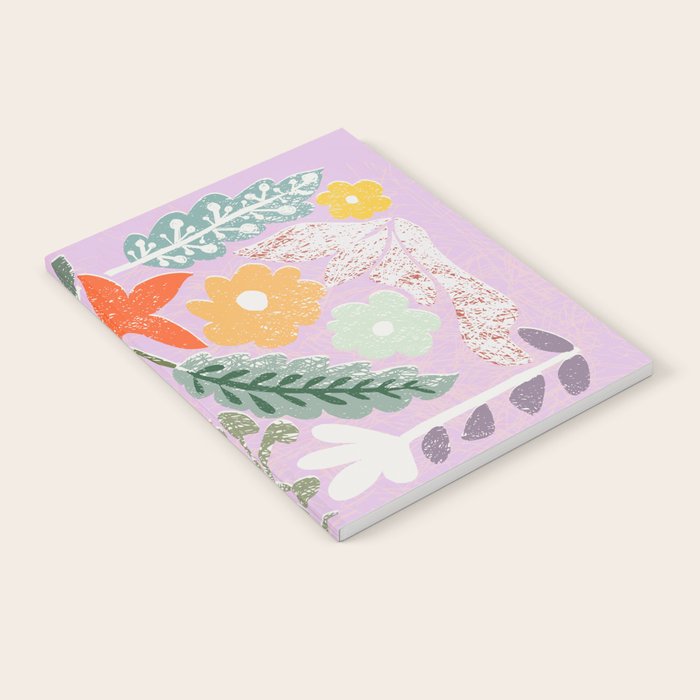 Block print summer meadow soft lilac Notebook Gallery Image 1
