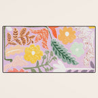 Block print summer meadow soft lilac Desk Mat Gallery Image 3