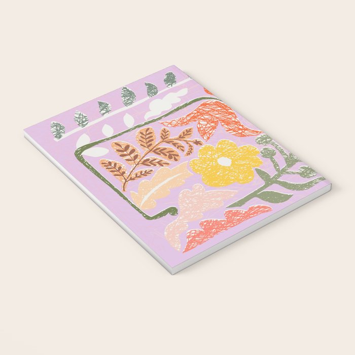 Block print summer meadow soft lilac Notebook Gallery Image 3