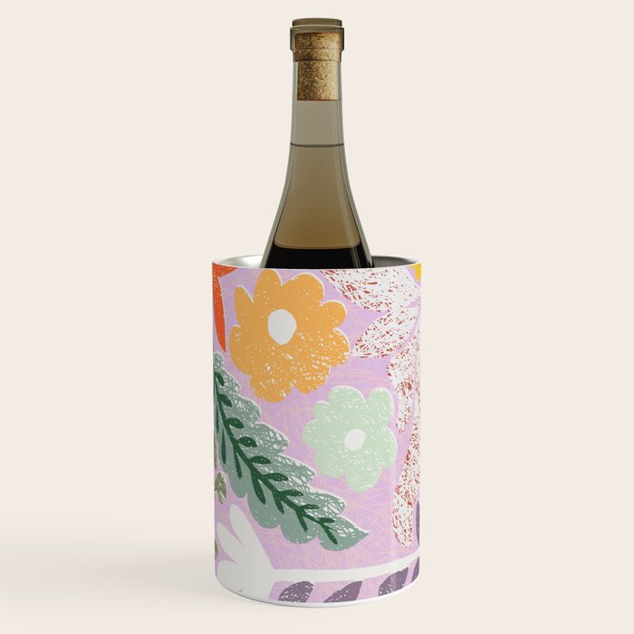 Block print summer meadow soft lilac Wine Chiller Gallery Image 3