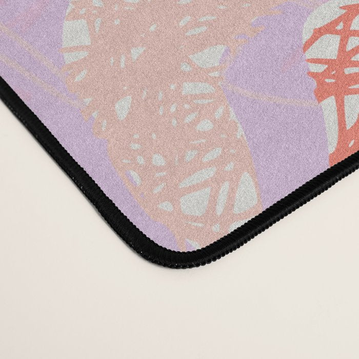 Block print summer meadow soft lilac Desk Mat Gallery Image 4