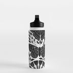 Black & White Retro, Folk Butterfly Water Bottle Gallery Image 3