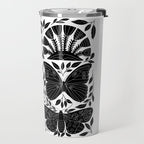 Black & White Retro, Folk Butterfly Travel Mug Gallery Image 2