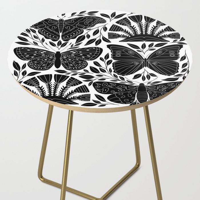 Black & White Retro, Folk Butterfly Side Table Gallery Image 2