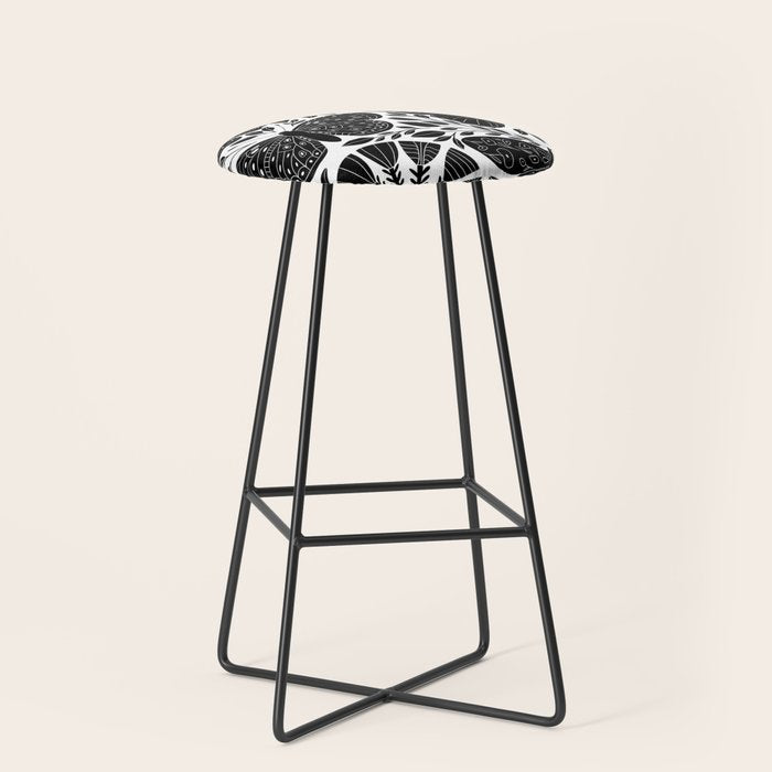 Black & White Retro, Folk Butterfly Stool Gallery Image 1
