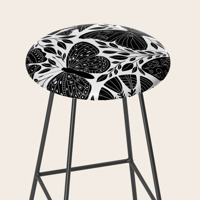 Black & White Retro, Folk Butterfly Stool Gallery Image 2