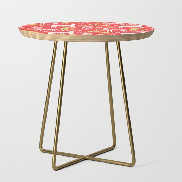 Red christmas reindeer animal pattern Side Table Gallery Image 1