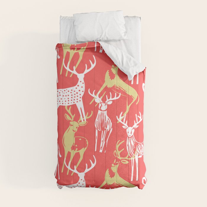 Red christmas reindeer animal pattern Comforter Gallery Image 4