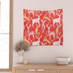 Red christmas reindeer animal pattern Wall Tapestry Gallery Image 2