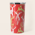 Red christmas reindeer animal pattern Travel Mug Gallery Image 1