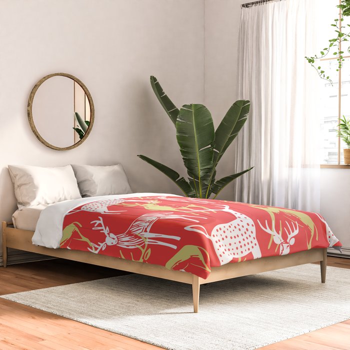 Red christmas reindeer animal pattern Comforter Gallery Image 2
