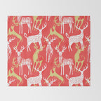 Red christmas reindeer animal pattern Throw Blanket Gallery Image 2