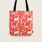Red christmas reindeer animal pattern Tote Bag Gallery Image 1