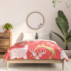 Red christmas reindeer animal pattern Comforter Gallery Image 3