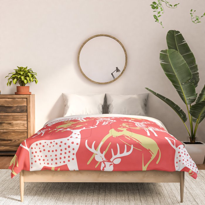 Red christmas reindeer animal pattern Comforter Gallery Image 3
