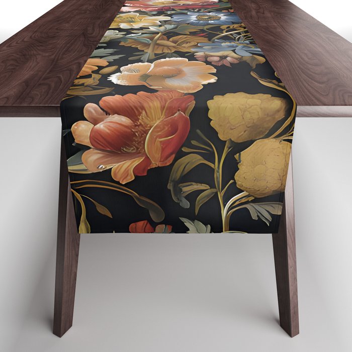 Countryside Bloom Ethereal Dark Floral Table Runner Gallery Image 1