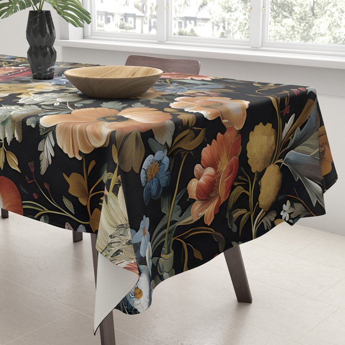 Countryside Bloom Ethereal Dark Floral Tablecloth Gallery Image 3
