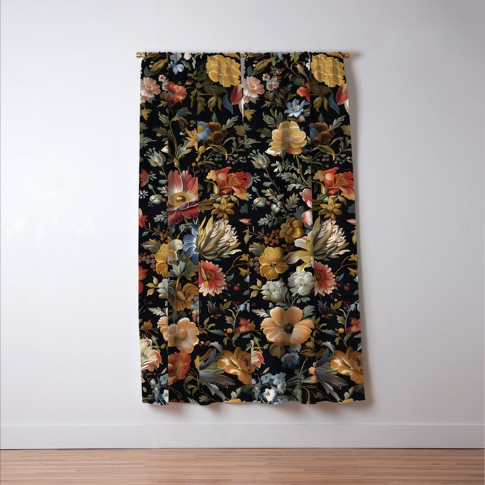 Countryside Bloom Ethereal Dark Floral Window Curtain Gallery Image 3