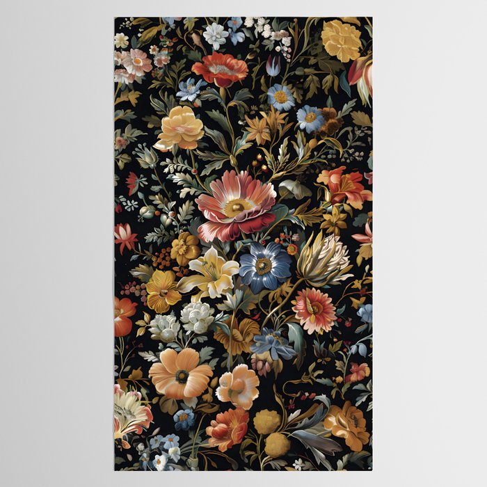 Countryside Bloom Ethereal Dark Floral Tablecloth Gallery Image 2