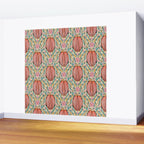 Retro Floral Beetle - pink red gold and teal Wall Mural Gallery Image 2