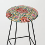 Retro Floral Beetle - pink red gold and teal Stool Gallery Image 2