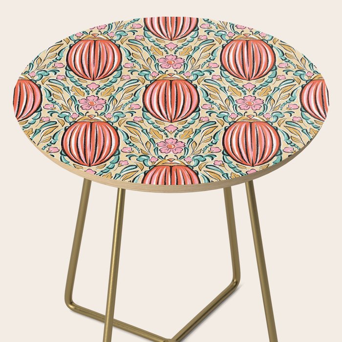 Retro Floral Beetle - pink red gold and teal Side Table Gallery Image 2