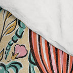 Retro Floral Beetle - pink red gold and teal Comforter Gallery Image 4